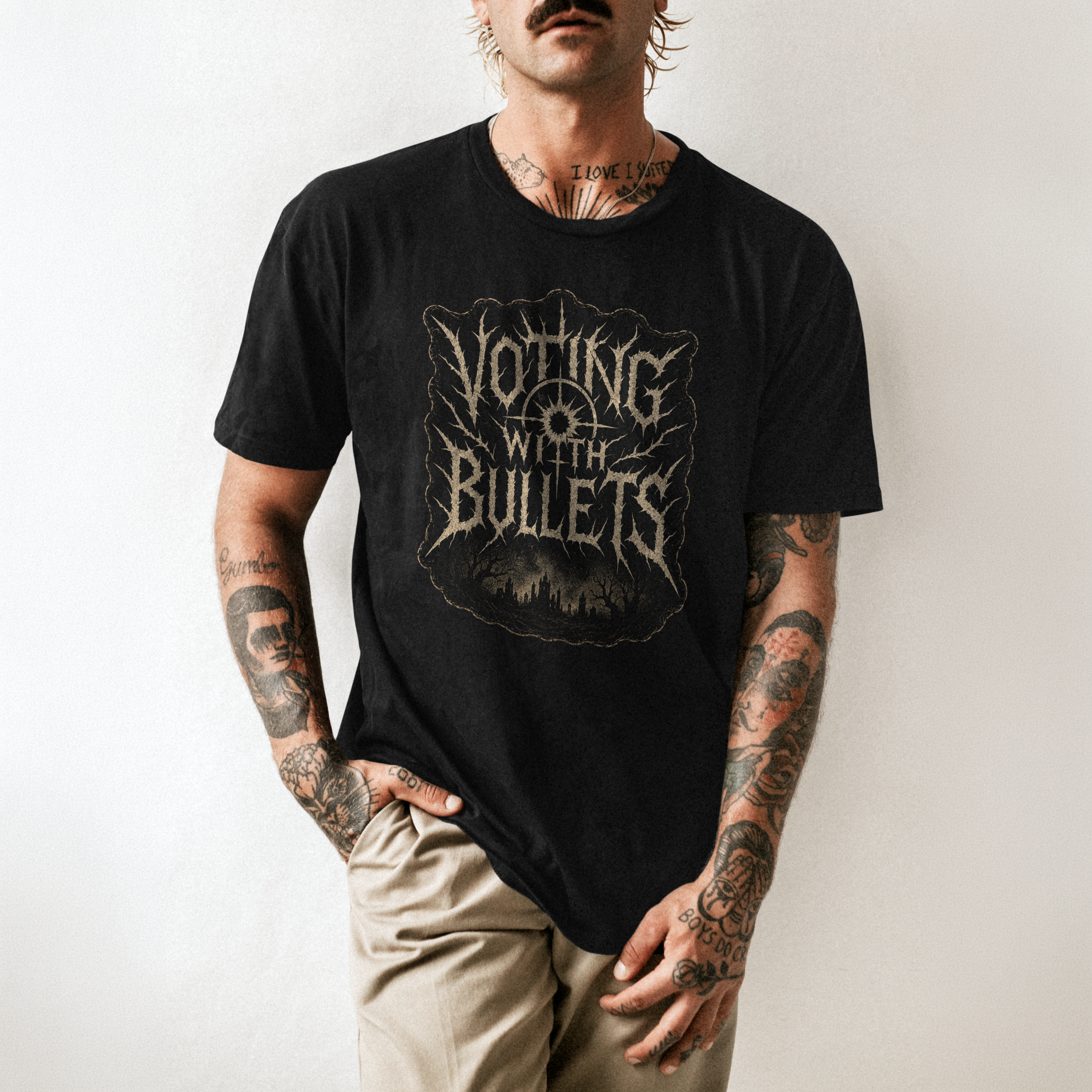 voting with bullets male tee shirt voting with bullets male tee shirt graveyard design